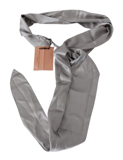 Ermanno Scervino Erno Scervino Metallic Silver Silk Neck Wrap Shawl Scarf In Silver
