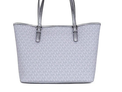 Michael Kors Jet Set Girls Print Medium Signature Pvc Carryall Shoulder Tote Handbag (bright White Multi) In White
