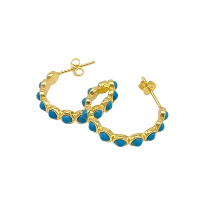 Shop Adornia Bezeled Turquoisette Hoop Earrings Gold In Blue