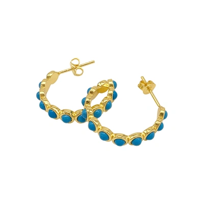 Adornia Bezeled Turquoisette 25.5mm Hoop Earrings In Blue