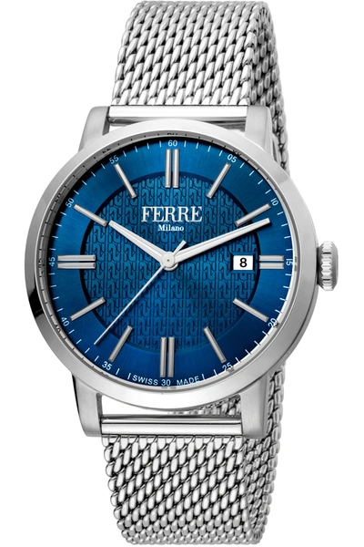 Shop Ferre Milano Men's Fashion 41mm Quartz Watch In Silver