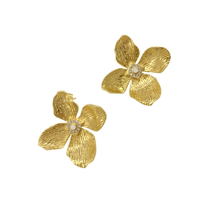 Shop Adornia Pearl Flower Stud Earrings Gold