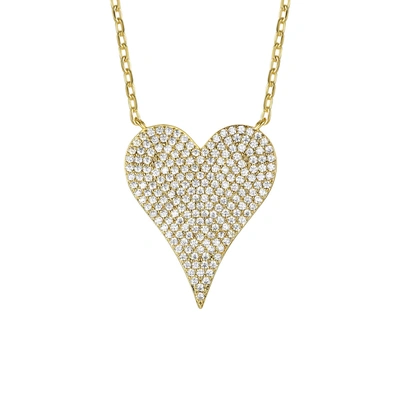 Shop Rachel Glauber Rg 14k Gold Plated With Pave Diamond Cubic Zirconia Heart Layering Necklace In White