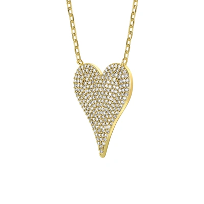 Shop Rachel Glauber Rg 14k Gold Plated With Pave Diamond Cubic Zirconia Heart Layering Necklace In White