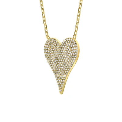 Rachel Glauber Rg 14k Gold Plated With Pave Diamond Cubic Zirconia Heart Layering Necklace In White