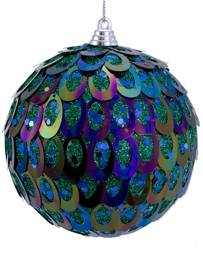 Shop Kurt Adler 100mm Peacock Round Ball Ornament, Multi