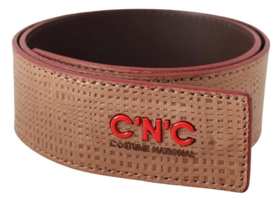 Costume National White Leather Logo Fashion Waist Belt In Beige