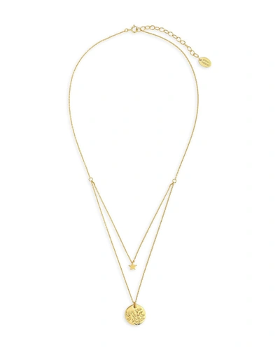Sterling Forever Sterling Silver Star & 'love You To The Moon & Back' Disc Layered Necklace In Gold