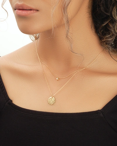 Sterling Forever Sterling Silver Star & 'love You To The Moon & Back' Disc Layered Necklace In Gold