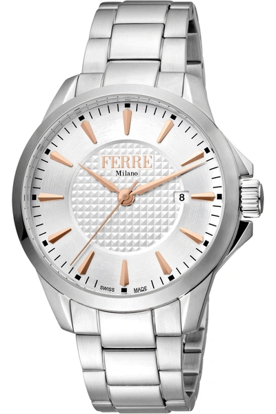 Shop Ferre Milano Men's Fashion 42mm Quartz Watch In Silver