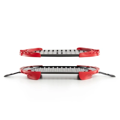 LEKUE XL MICROWAVE GRILL, SANDWICH MAKER, AND PANINI PRESS, RED 