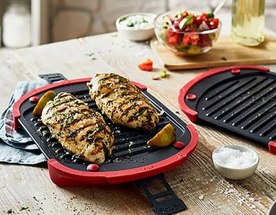 Lekue Xl Microwave Grill, Sandwich Maker, And Panini Press, Red In Red