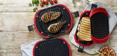 Lekue Xl Microwave Grill, Sandwich Maker, And Panini Press, Red In Red