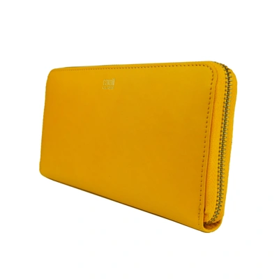Shop Cavalli Class Calfskin Women's Wallet In Yellow