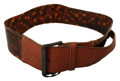 Ermanno Scervino Dark Brown Leather Buckle Waist Belt In Black