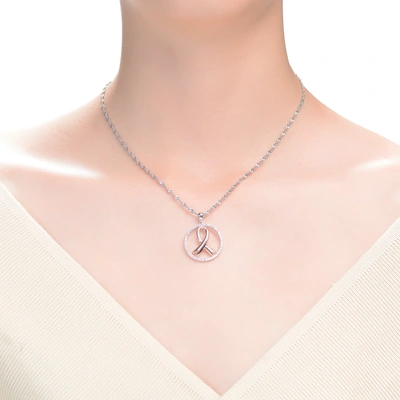Shop Genevive Sterling Silver Two Tone Clear Cubic Zirconia Loop Necklace