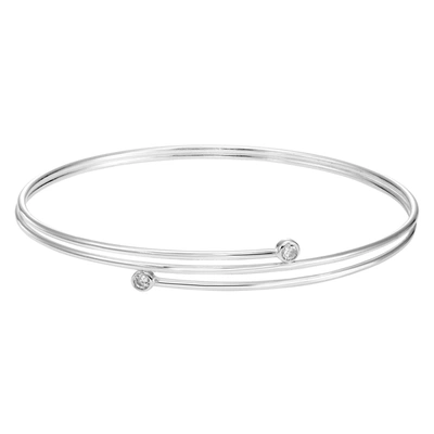 A & M Sterling Silver Cubic Zirconia Layered Cuff Bracelet