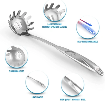 Shop Zulay Kitchen Kitchen Spaghetti Server Fork For Noodles, Pasta, & More In Silver