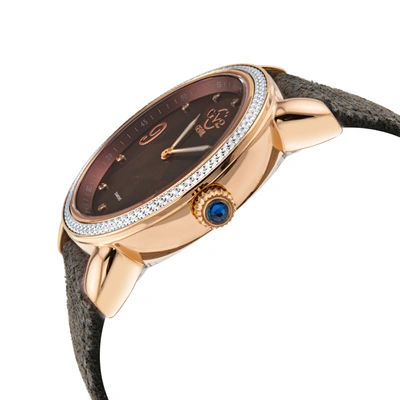 Shop Gv2 Ravenna Womens Brown Mother Of Pearl Dial Brown Suede Embossed Strap Watch In Gold