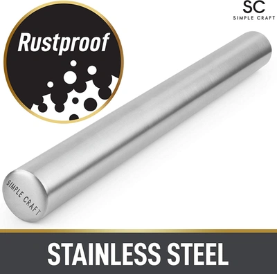 Zulay Kitchen Smooth Tapered Professional French Rolling Pin In Silver