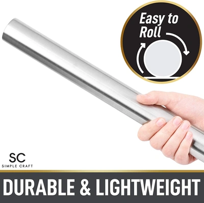 Zulay Kitchen Smooth Tapered Professional French Rolling Pin In Silver