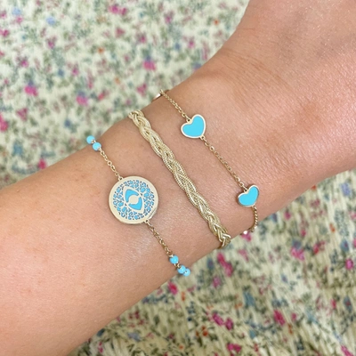 Shop The Lovery Turquoise Heart Station Bracelet In Blue