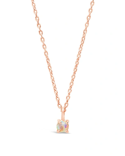 Sterling Forever Sterling Silver Mini Opal Pendant Necklace In Pink