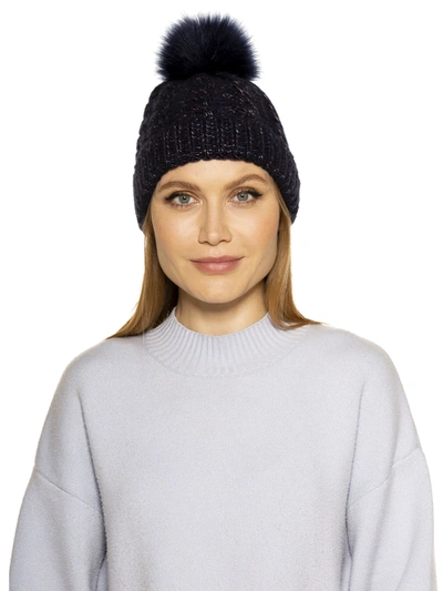 Alexia Admor Angela Cable Knit Beanie With Pom In Black