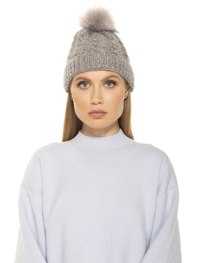 Alexia Admor Angela Cable Knit Beanie With Pom In Beige