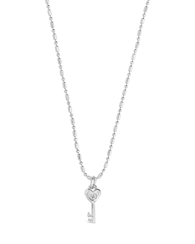Shop Sterling Forever Heart Key Pendant Necklace In Silver
