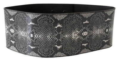 Shop Ermanno Scervino Wide Leather Snakeskin Design Waist Women's Belt In Black