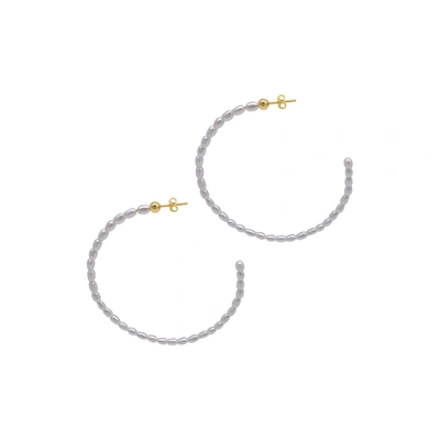 Shop Adornia Seed Pearl Hoops Gold In White