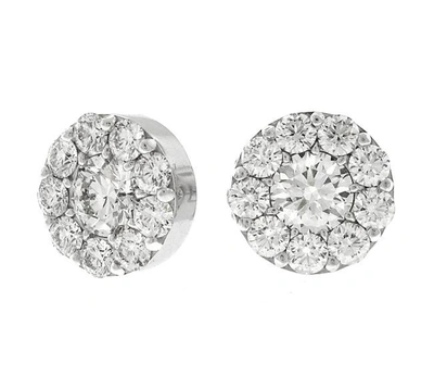 Pompeii3 3ct Halo Diamond Studs 14k White Gold In Silver