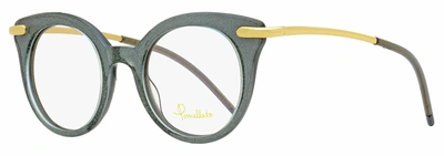 Shop Pomellato Women's Oval Eyeglasses Pm0041o 004 Blue Glitter/gold 46mm In Silver