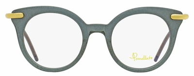 Shop Pomellato Women's Oval Eyeglasses Pm0041o 004 Blue Glitter/gold 46mm In Silver