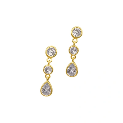 Shop Adornia Crystal 3-drop Earrings Gold In Yellow