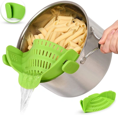 Zulay Kitchen Silicone Kitchen Strainer With Adjustable Clip Fits Most Pots And Bowls In Green