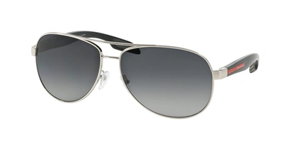 Shop Prada 53ps Aviator Polarized Sunglasses In Black