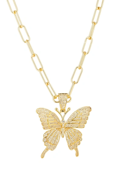 Shop Eye Candy La Nora Butterfly Necklace In Gold