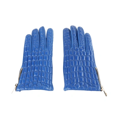 Shop Cavalli Class Lambskin Women's Glove In Blue