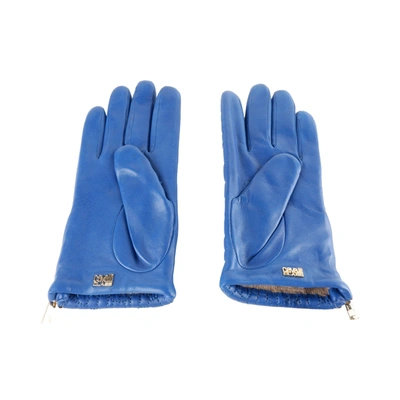 Shop Cavalli Class Lambskin Women's Glove In Blue