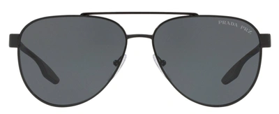 Shop Prada 54ts Aviator Polarized Sunglasses In Grey