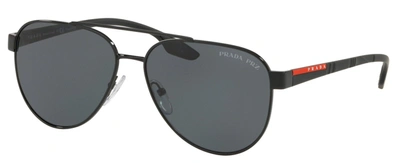 Shop Prada 54ts Aviator Polarized Sunglasses In Grey
