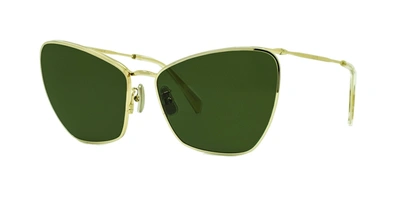 Shop Celine Cl40069u Cateye Sunglasses In Green