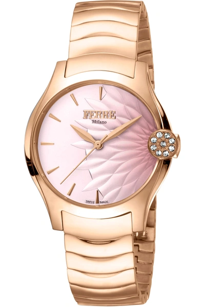 Shop Ferre Milano Women's Fashion 34mm Quartz Watch In Gold