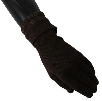 Costume National Wool Knitted One Size Wrist Length Women's Gloves In Brown