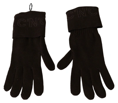 Costume National Wool Knitted One Size Wrist Length Women's Gloves In Brown