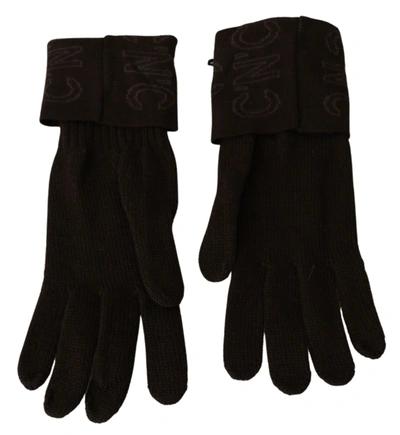 Costume National Wool Knitted One Size Wrist Length Women's Gloves In Brown