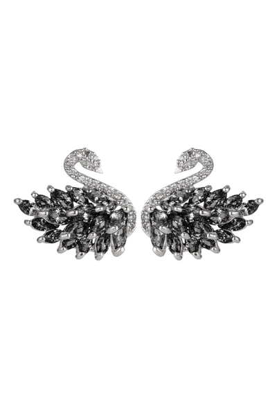 Eye Candy La Luxe Collection Cz Black Swan Stud Earrings In Black