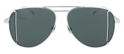 Shop Saint Laurent Novelty Aviator Sunglasses In Grey